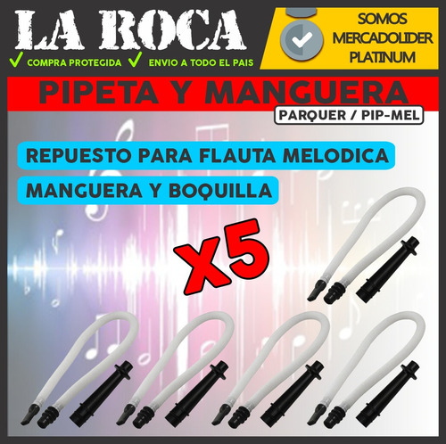 Set 5 Pipeta Boquilla Manguera Repuesto Flauta Melodica