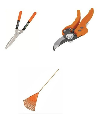 Imagen 1 de 8 de Combo Truper Jardin - Rastrillo + Tijera Poda + Corta Cerco