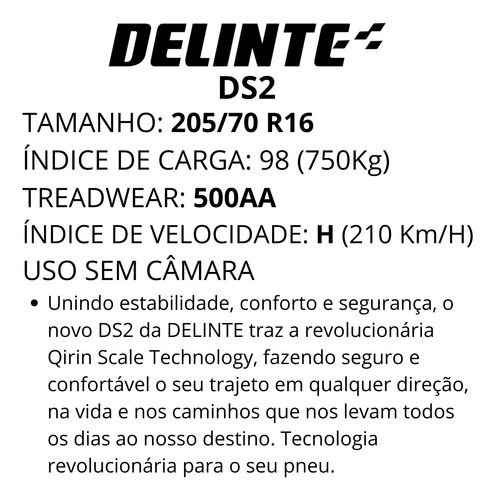 Kit 4 Pneu 205/70r16 98h Ds2 Delinte Aro R16 H