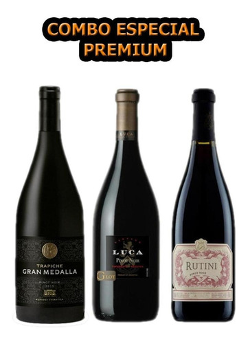 Vinos Pinot Noir Seleccionados Combo X3 Rutini Luca Medalla