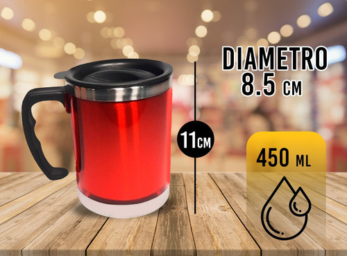Imagen 2 de 10 de Vaso Termico Jarro Taza Con Manija 450ml Acero Inoxidable