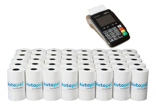 Autopel bobina de maquininha de cartão 15 metros térmico de 100 folhas de 44g branco por unidade