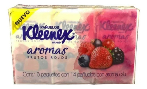 14 Pza Pañuelos Kleenex Aromas Frutos Rojos 6 Paquetes Con 1