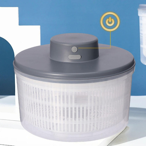 B Secador De Lechuga De Secado Rápido Spinner Eléctrico Gris