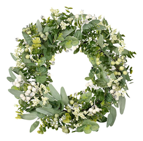 Corona De Eucalipto Verde Artificial, Corona Para Puerta,