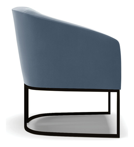 Poltrona Stella Suede Base Metálica Industrial Preto Cor Azul-marinho