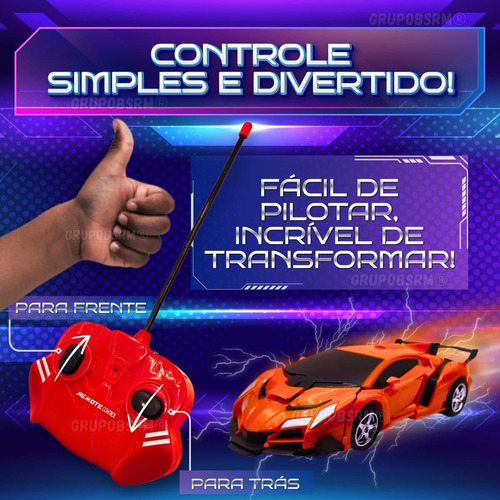Carrinho de Controle Remoto 2 em 1 Vira Robô Presente Dia das Crianças Aniversário Natal Menino 5 6 7 Anos Carro de Control com Luz 2 funções Robocar Titanium
