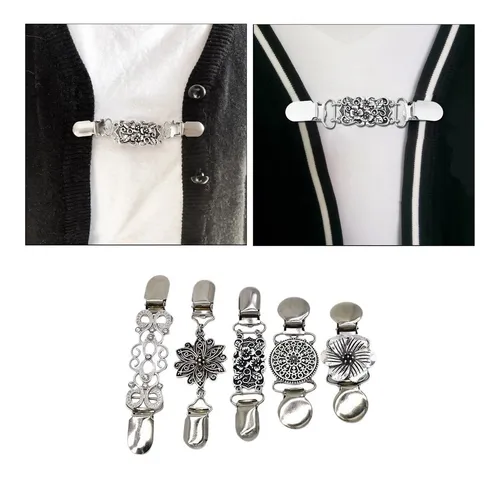 5x Mujeres Cardigan Suéter Clip Blusa Chal Broche Camisa