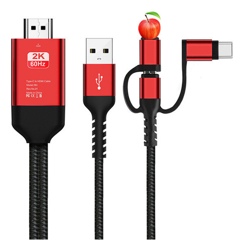 Para Apple Android Tipo C A Hdmi Hd Cable 3 En 1