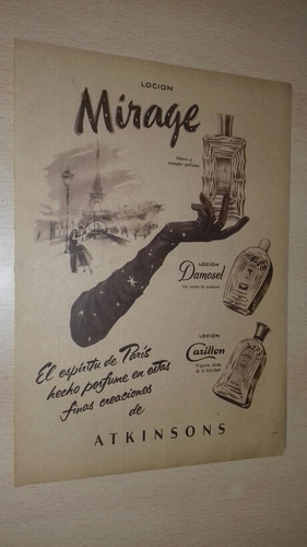 P511 Clipping Publicidad Locion Mirage De Atkinsons Año 1956