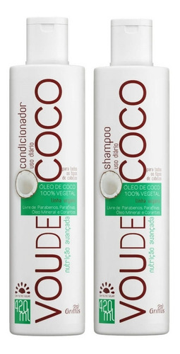  Kit Shampoo + Condicionador Vou De Coco Linha Vegana Griffus