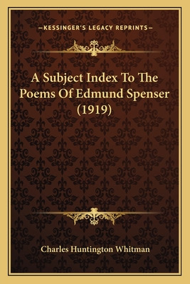 Libro A Subject Index To The Poems Of Edmund Spenser (191...