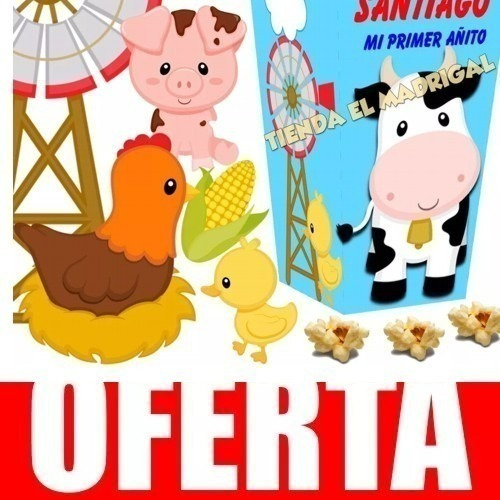 Kit Imprimible Animalitos De Granja Candy Bar Y Cotillon