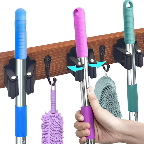 Soporte Para Escobas Y Fregonas, De Madera, Rústico, Para Ga