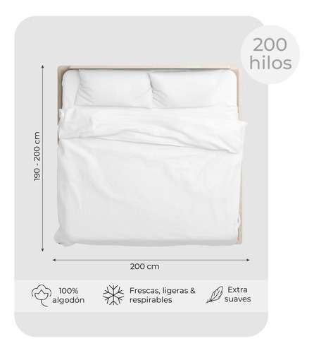 Sábanas Super King 100% Algodón Relan 200 Hilos Premium