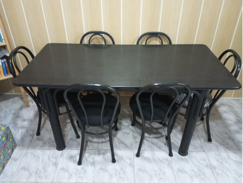 Juego De Comedor 6 Sillas Madera Y Caño