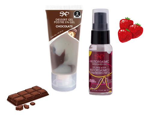Lubricante Postre Oral Chocolate & Multiorgasmico 30g Chocolate Fresa