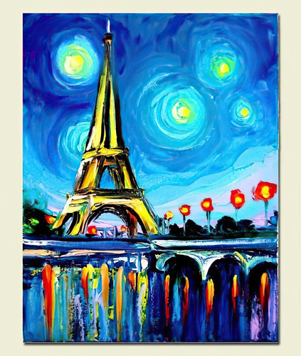 Imagen 1 de 10 de Cuadros-torre Eiffel 2,decorativo,95x60cm-16k Resolución