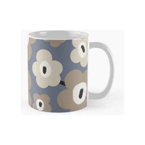 Taza Patrón Floral Escandinavo Único En Gris, Azul Y Beige C