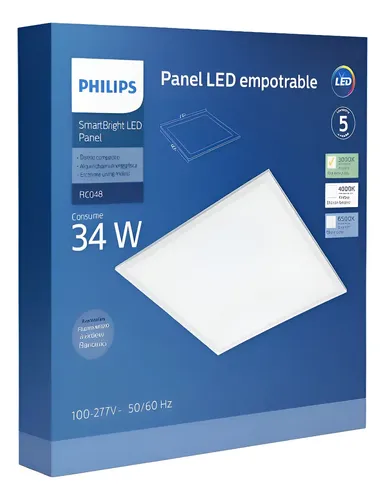 Panel Led Rc048 34w 6500k 4260lm 605x605mm Philips | Cuotas sin