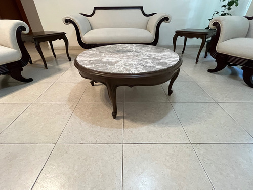 Juego De Sala Con Mesa De Centro De Mármol Y 2 Laterales Beige (Usado)