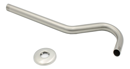 Brazo Regadera Curvo 39cm Satinado + Chapetón Acero Inox.