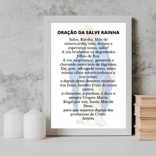 Quadro Oração Salve Rainha 45x34cm - Com Vidro