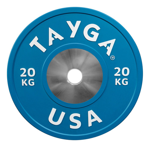 Par Disco Olímpico Heterofilia Competencia 20kg Tayga (2 Pz) Color Azul marino