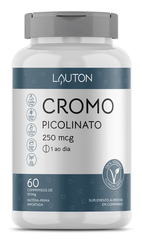 Suplemento Em Cápsulas Lauton Nutrition Cromo Picolinato 250mg Minerais/vitaminas Em Pote 60 Un