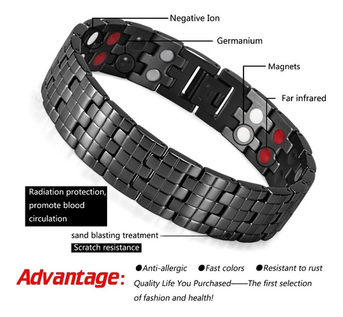 Pulsera Brazalete Titanio Negro1 Infrarrojo Hombre Titanium