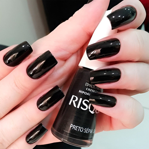 Esmalte Cremoso Para Unhas Preto Sépia Risqué 8ml