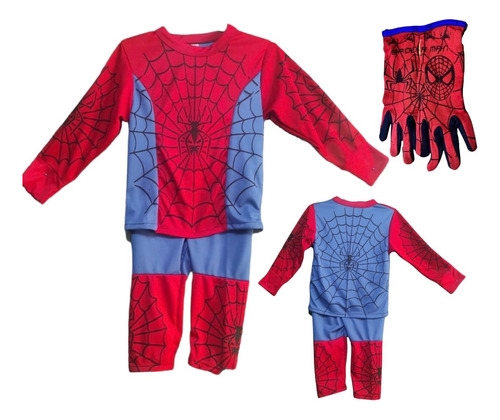 Disfraz De Hombre Araña Con Guantes Spiderman Rojo 