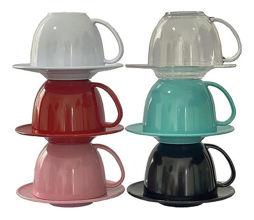 Kit de 10 tazas de té acrílicas y 10 platillos acrílicos Tiffany Blue