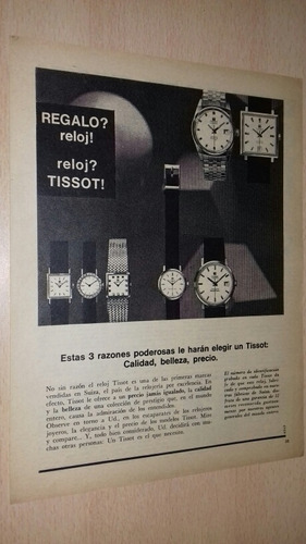 P280 Clipping Antigua Publicidad Relojes Tissot Año 1966