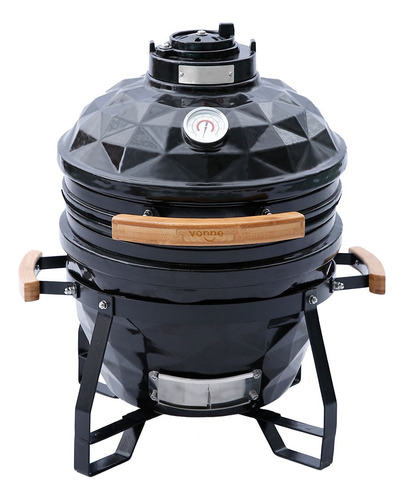 Parrilla Ahumador Kamado 38cm Pirómetro Vonne Fpki-38cm Color Negro