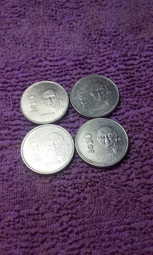 Imagen 1 de 2 de Set De 4 Moneda De 10 Peos Hidalgo Años 1986 A 1990 Buen Est