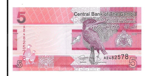 Liquido Billete De Gambia.  5 Dalasis 2019 Unc