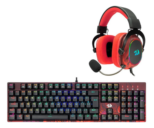 Kit Redragon Teclado Óptico Infernal E Headset Infernal Rgb