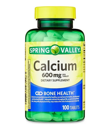 Spring Valley Calcio 600mg 100 Tabletas Para Huesos Fuertes