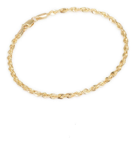 Pulsera Torsal 3mm Unisex 18cm Oro Italiano Hueco 10k Largo 18 Cm