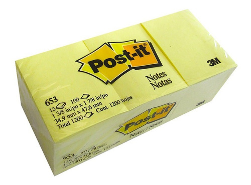 Notas Post It (653) 11/2x2 (12pads) Amarillo