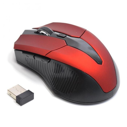Mouse Inalambrico Portatil Usb 2.4 Ghz 5 Botones Rojo
