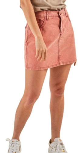 Pollera Rigida Jean Coral Acid Mujer