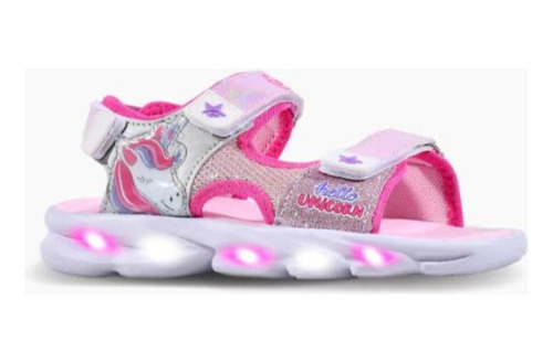 Sandalias Footy Unicornio Rainbow Rosa Con Luces Original