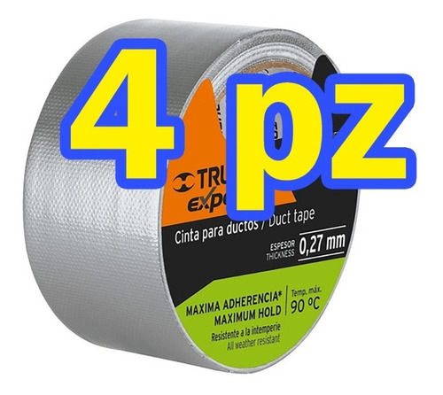 4 Cinta Ducto 50m Alta Temper Duck Duct Tape Truper 10944