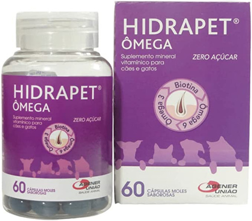 Hidrapet Ômega Zero Acúcar Com 60 Cáp Cães E Gatos Agener