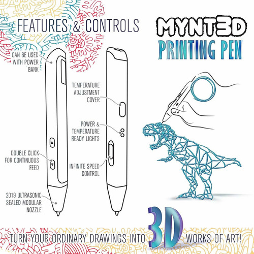Mynt3d Bolígrafo 3d, 0.069 In Abs Y Pla Compatible Con Bolíg