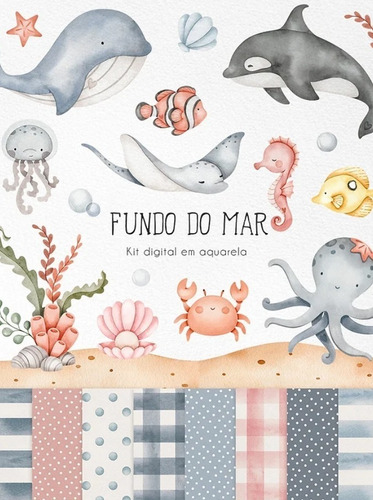 Kit Imagenes Png Cliparts Animales Mar Oceano Acuarela Ni14