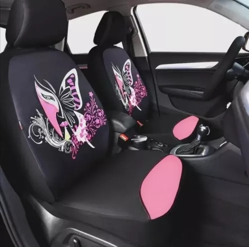 4/9 unids/set rosa asiento de coche cubre mariposa bordado coche estilo  mujer asiento cubre automóviles Interior accesorios