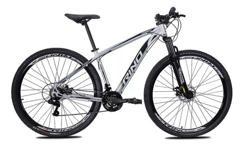 Mountain bike Rino Everest aro 29 21" 21v freios de disco mecânico câmbios RINO TZ cor prata